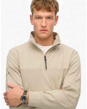 Superdry Tech Loose Half Zip Sweatshirt - Natural