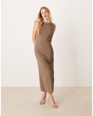 Mango Mouwloze Midi Jurk Met Textuur - Naturel