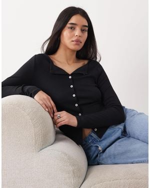 Abercrombie & Fitch Long Sleeve Button Through Top - Blue