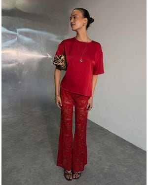 Never Fully Dressed Spitzenhose mit weitem bein - Rot