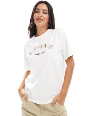 Vero Moda Boxy T-shirt With Bon Voyage Embroidery - White