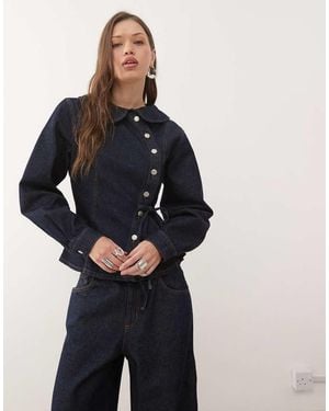 Reclaimed (vintage) Denim Asymmetric Jacket With Tie Detail Co-ord - Blue