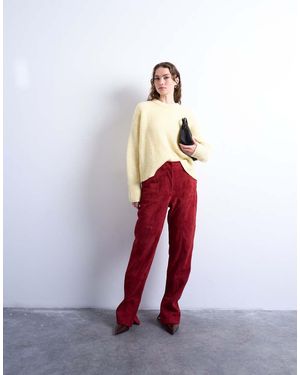 TOPSHOP Co Ord Real Suede Flare Trousers - White