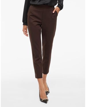 Vila High Waisted Slim Fit Tailored Trousers - Brown