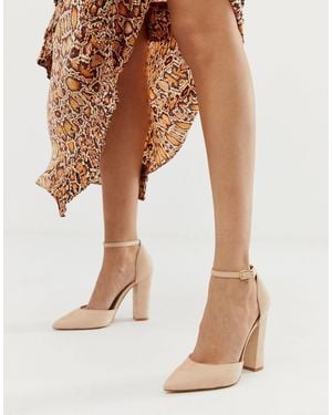 ALDO Nicholes Block Heeled Court Shoes With Ankle Strap - Natural