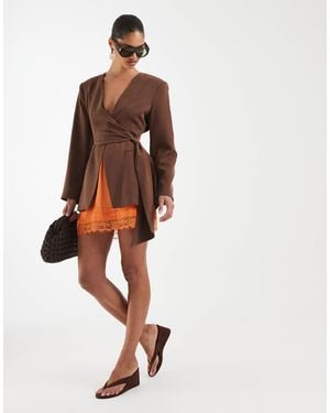 ASOS Cinched Drape Blazer - Brown