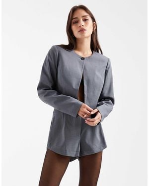 Miss Selfridge Tailored Cropped Blazer Co-ord - Gray