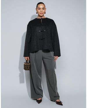 ASOS Curve pantalon barrel ajusté chiné - Noir