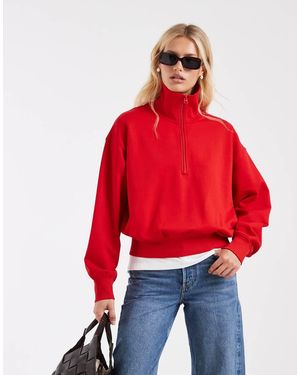 & Other Stories Half Zip Sweatshirt - Red