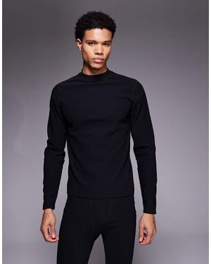 ASOS 4505 Ski & Snow Asos 4505 Ski Thermal Ribbed Fleece Back Base Layer Mock Neck With Sweat Wicking - Blue