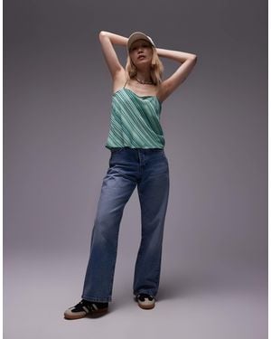 Topshop Unique – locker geschnittene straight jeans - Blau