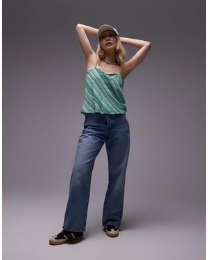 Topshop Unique Mid Rise Loose Fit Straight Jeans - Blue