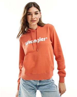Wrangler Hoodie Met Logo Op De Voorkant - Oranje