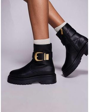 Steve Madden Botines Negros De Caña Baja Con Detalle De Hebilla De Cuero Lexs De