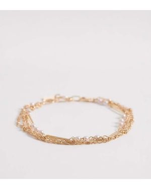 ASOS Asos Design Curve Multi-Row Chain Bracelet With Faux-Pearl Details - Metallic