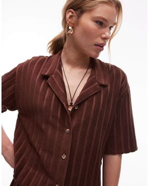 TOPSHOP Towelling Boxy Shirt Co-ord - Brown