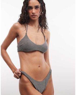 Weekday Brazilian Bikini Bottoms With Rouched Back - Metallic