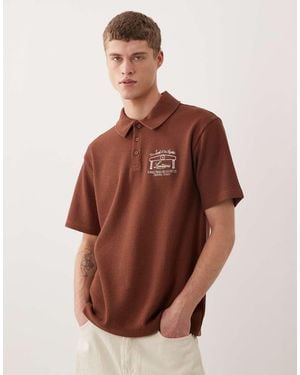 ASOS Super Heavyweight Regular Fit Polo With Textured Fabric - Brown
