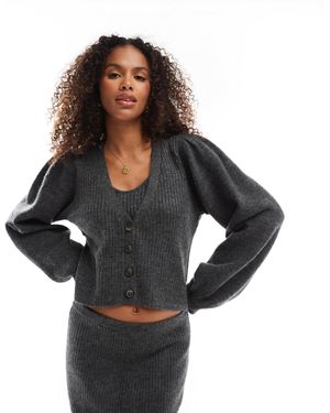 Aware Gilet d'ensemble en maille épaisse douce - foncé chiné - Noir