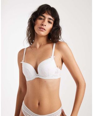 New Look Daisy Embroidered Push Up Bra - White