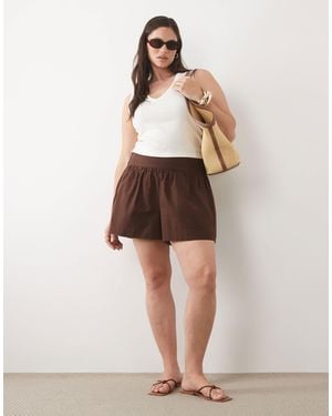 ASOS Asos Design Curve Linen Look Pull On Shorts - Natural