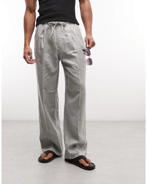 Weekday Pull On Linen Pants - Gray