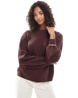 ONLY Round Neck Rib Knit Sweater - Purple