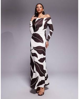 Forever New One Shoulder Long Sleeve Mesh Maxi Dress - Blue