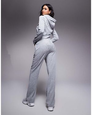 Juicy Couture Joggingbroek Van Velours Met Logo Van Siersteentjes - Grijs