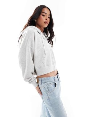 Hollister – kastiger cropped-kapuzenpullover - Weiß