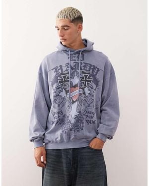 Ed Hardy Gothic Cross Hoodie - Blue