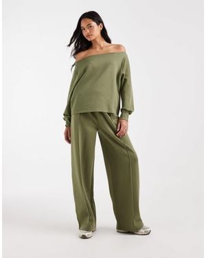 ASOS Interlock jogger With Pleat - Green