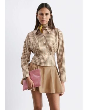 & Other Stories Chemise en coton avec détail à la taille à carreaux - Neutre