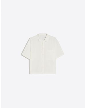 Bershka – plissiertes, kurzärmliges, kastiges hemd - Weiß