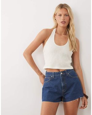 ASOS Co-Ord Set Met Gehaakte Top Van Jersey Met Lage Ronde Hals - Blauw
