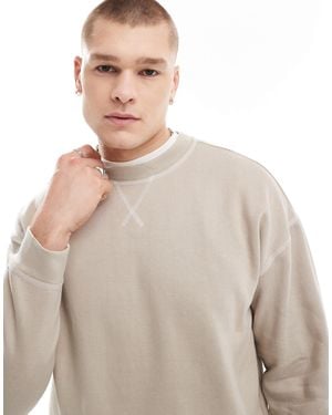 Another Influence Contrast Stitch Crewneck Sweater - Brown