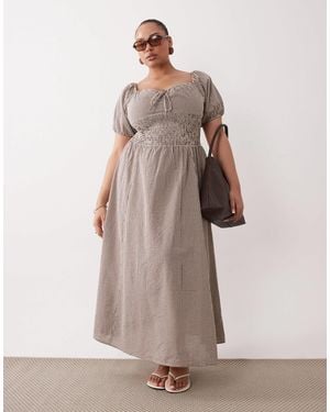 Esmee Curve Puff Sleeve Tie Front Maxi Beach Dress - Natural