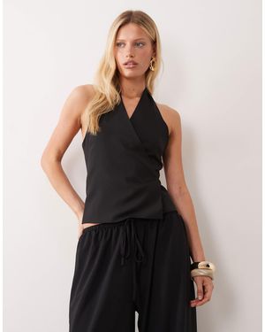 Mango Tailliertes neckholder-top ohne ärmel - Schwarz
