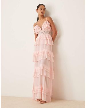 True Decadence Tiered Ruffle Maxi Dress - Pink