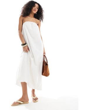 Native Youth Robe bandeau longue en lin - crème - Blanc