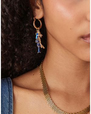 ASOS Hoop Earrings With Fish Charms - Brown