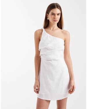 Cotton On One Shoulder Linen Mini Dress - White
