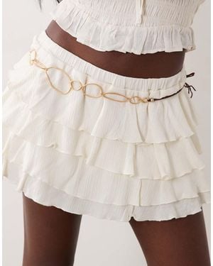 South Beach Hammered Circle Chain Belt - Natural