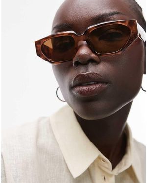 TOPSHOP Croatia Angular Cat Eye Sunglasses - Brown