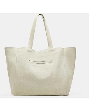 Pull&Bear Stwd Canvas Tote Bag - Natural