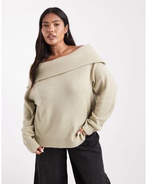 Brave Soul Plus Bardot Sweater - Natural