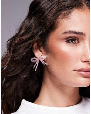 Kaiia Exclusive Beaded Double Bow Earrings - Pink
