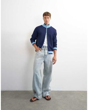 TOPMAN Vaqueros Rígidos De Corte Baggy Con Bajo Vuelto Y Lavado Claro-Azul