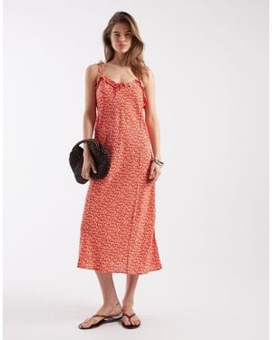 Levi's Sarita Midi Slip Dress With Ditsy Print - Red