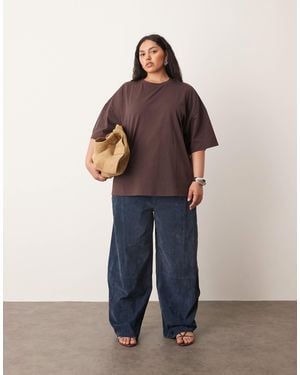 ARRANGE Curve Sydney Suede High Rise Barrel Pants - Blue